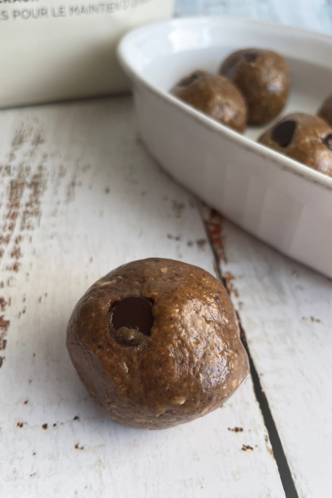 single chocolate almond protein ball