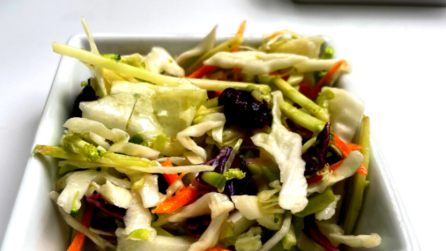 summer coleslaw in a dish